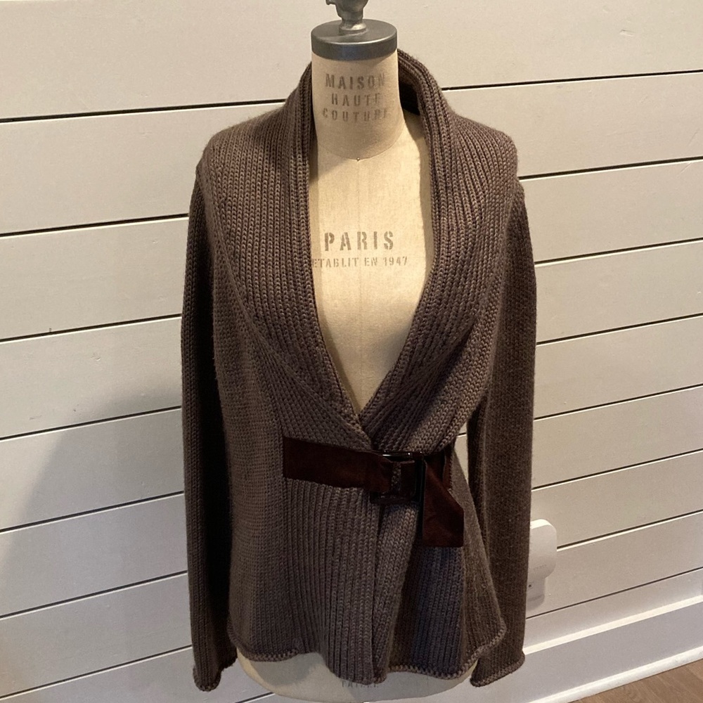 SOFT SURROUNDINGS Country Weekend Cardigan, Belted, Chunky Knit, Size Large